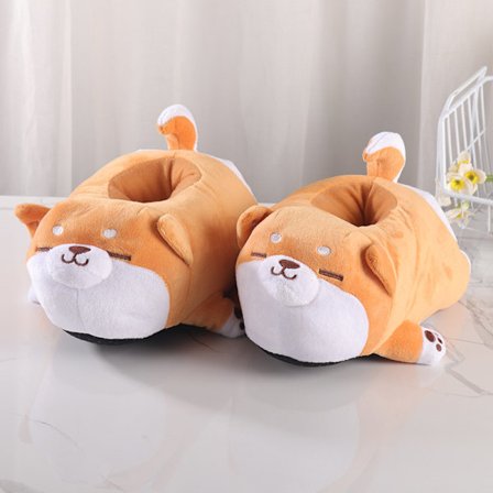 (Corgi Shiba Inu) Cartoon Cute Indoor Slippers - Winter Soft Warm Plush Home Shoes - Unisex Emoji Sl