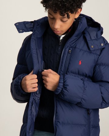 Polo Ralph Lauren Ripstop Down Hooded Jacket Bleu Vestes Garçon - Kids Brand Store