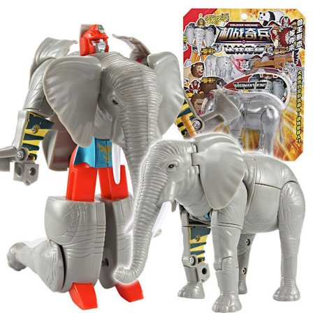 Pedagogisk transformerende robotdyr actionfigur leketøy gave til barn småbarn dyrefigurer modell transformasjonsleketøy (FMY) elefant