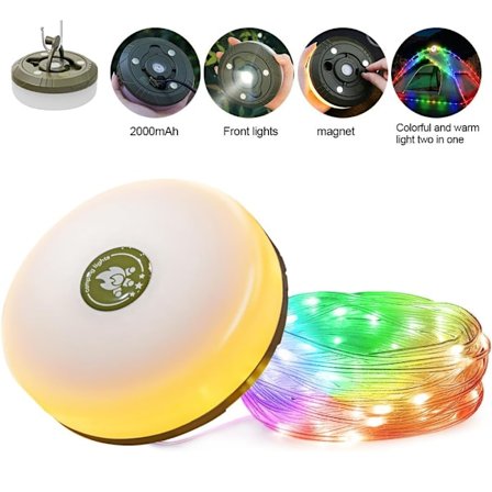 Utendørs Camping Lyslenke, 10 meter Camping Lanterne med Lyslenke, Oppladbare Vanntette Campinglys, Teltlys for Fotturer