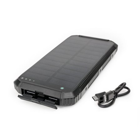 Platinet Solar Powerbank 10000mAh 15W PD med 5W trådløs lading, 1x USB-C, 2x USB-A