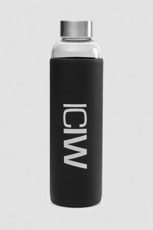 Glass Water Bottle 550 ml Black