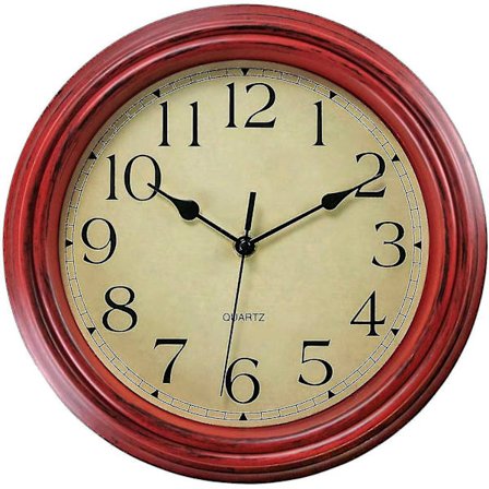 Tyst Rund Retro Kvartsväggklocka (12 Tum)