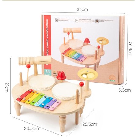 Montessori træ Xylofon trommesæt til småbørn - musikalsk slagtøjslegetøj til børn