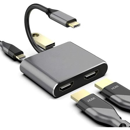 |NN|4-i-1 USB-adapter, Type-C til dobbel HDMI, USB3.1 Dockingstasjon H