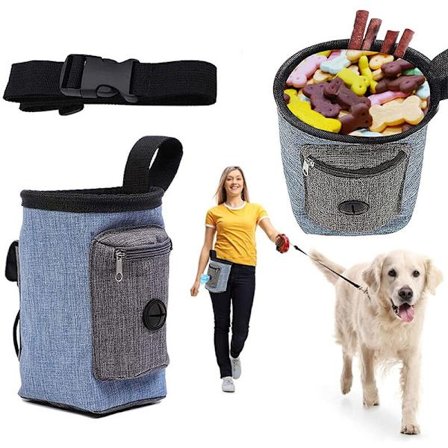 Godtepose til hunde, hundegodtepose til træning af små til store hunde, bær nemt kæledyrslegetøj, foder, godbidder, indbygget poseholder til 