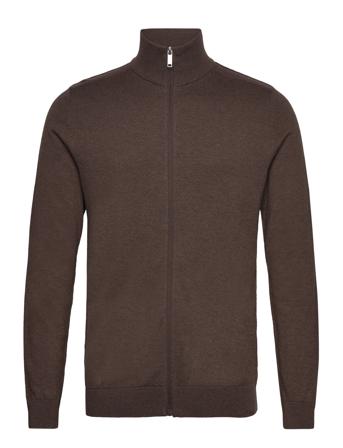 Slhberg Full Zip Cardigan Noos Knitwear Full Zip Jumpers Brun Selected Homme*Betinget Tilbud