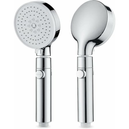 TRIO Duschhuvud, Duschhanddusch Anti-Kalk Duschhuvud Högtryck Vattenbesparande Uppvärmd Duschhuvud med Vattenkontrollbrytare