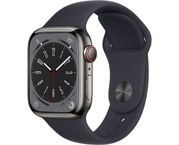 Apple-Watch Series 8 GPS + Cellular 41mm Graphite Stainless Steel Case with Midnight Sport Band - Regular - B-vare-På tide å leve bedre.-Personal 