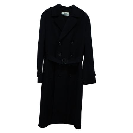 Celine Vintage Pre-owned Double Breasted Trench Frakke in Wool Sort, Herre Vintage Frakker, Størrelse: M