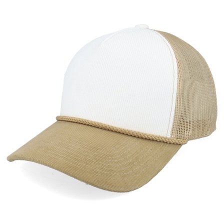 Equip - White trucker Caps - Blank Rope Cord Off White/Khaki A-frame Trucker @ Hatstore
