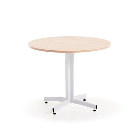 Bord SANNA, Ø900 H720 mm, hvitt/bjørk