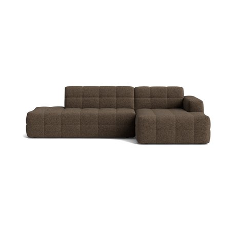 Paris Chaiselongue-Sofa, rechts | Open End in Modesto Braun, gestepptes Design, moderner Stil, bequeme Polsterung, 77cm Höhe für Wohnzimmer.
