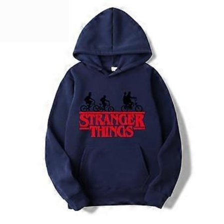 Stranger Things Tema Teenager Mænd Hættetrøjer Langærmet Hættetrøje Trøje Topper 1(M Navy)