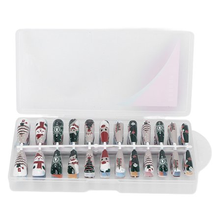 288 stk. kunstige ballerina-falske negle i juletema - firkantede og ovale - til neglekunst og gør-det-selv