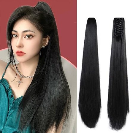 Enkelt stykke (naturlig sort, ca. 60 cm langt) Hestehale lige hår