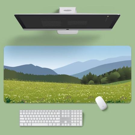 IC Overdimensjonert musematte med tegneserie natur Laptop Låst Kant Myk Pute Grønn Eng 900*400*2mm