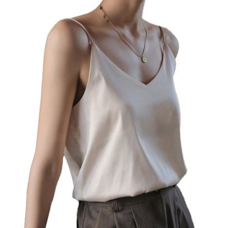 Dam V-hals Satin Camisole Topp Lös ärmlös Spaghetti