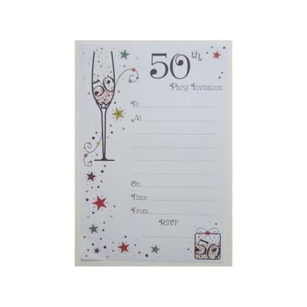 50-årsdagsinbjudningar (20-pack) En storlek Vit/Svart White/Black One Size