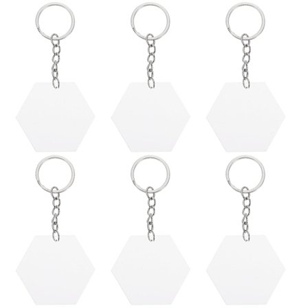 48st DIY Hexagon Acrylic Discs Nyckelring Blanks Charms Acrylic Sheet Nyckelring