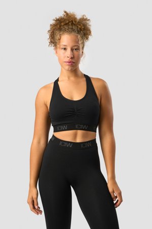 ICANIWILL - Define Seamless Logo Scrunch Sports Bra Black - Dame - ICIW