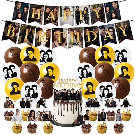 Twilight Gratulerer med dagen Ballongsett Latex Ballonger Festdekorasjonssett