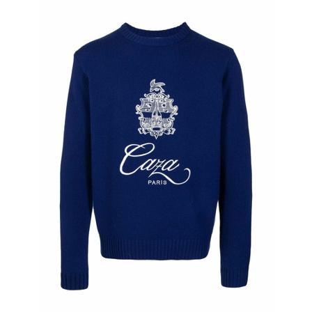 Casablanca Round-neck Knitwear , Blauw , Heren , Maat: M Truien & Vesten