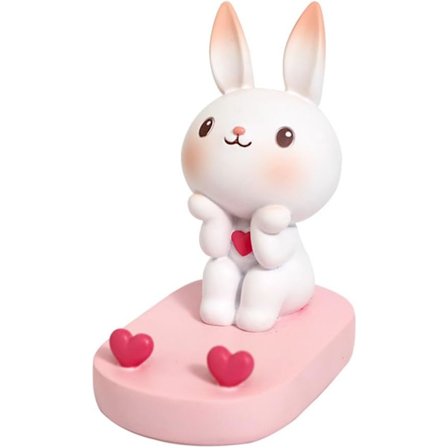 Kompatibel med iPhone Tecknad Kanin Telefonstativ: Söt Kaninhjärta Telefonhållare Skrivbordsdekor för Universell Mobiltelefon Surfplatta