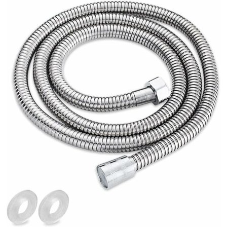 Dusjslange 150 cm, fleksibel rustfritt stål, lekkasjesikker, robust konstruksjon, universell tilkobling, enkel installasjon for bred bruk