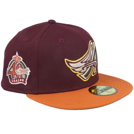 New Era - MLB Rouge fitted Casquette - Los Angeles Angels Curious Ember 59FIFTY 50 Maroon Fight Fitted @ Hatstore