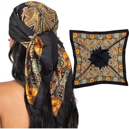 1 stk. - Silketørklæde - Hovedtørklæde - Tørklæde - SortAlsidig og stilfuld - 90*90 cm