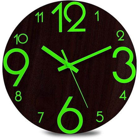 30cm Lysende Væg Ur - Lydløs Fluorescerende Væg Pendul - Lar