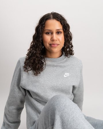Nike K Nsw Club Flc Crew Ls Lbr Grå Trøjer Pige - Kids Brand Store