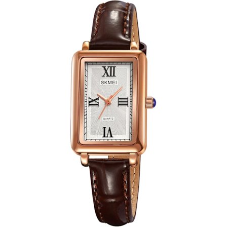 Dam Quartz Klocka Dam Elegant Fyrkantig Vardagsklänning Klocka med Läderrem Analog Quartz Damarmbandsur