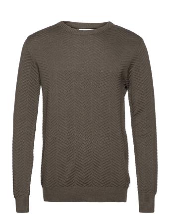 Carlo Cotton Knit Neulepaita Pyöreä Kaula-aukko Vihreä Kronstadt