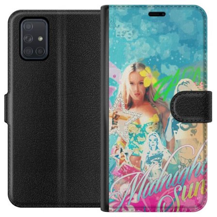 Kompatibel Tegnebogsetui til Samsung Galaxy A71 Eventyrverden med Steve, Creeper og dyr i farverig blokgrafik