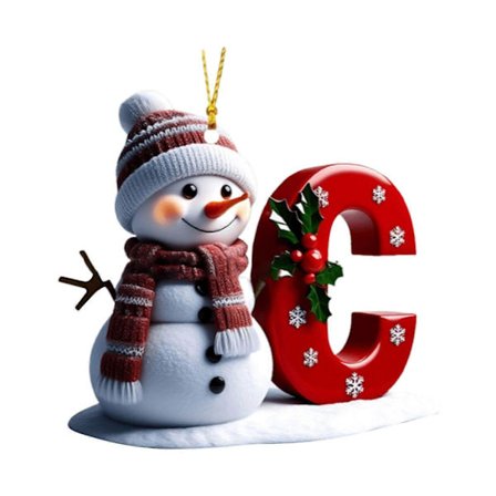 Snemand Juledekoration 26 Bogstaver A til Z Julepynt 2D Flad Festlig Snemandsvedhæng til Juletræ Bil Haveindretning