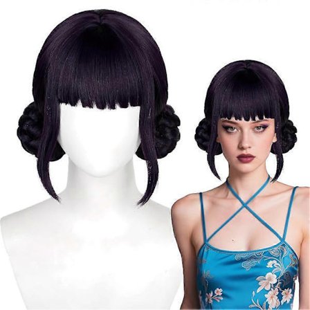 Demon Hunters Zoey Paryk Cosplay Kostume, Langt Glat Syntetisk Hår til Kvinder, Sort Lilla Paryk, Anime Hårtilbehør til Halloween Fest