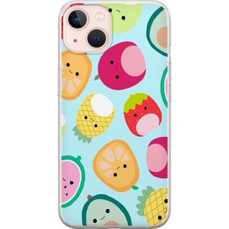 Kompatibel Mobilcover til Apple iPhone 13 mini Mønster af kawaii frugter som jordbær citron ananas og avocado på lyseblå baggrund