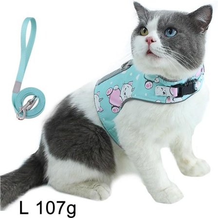 IC Kattsele med sele - Fluktsikker sele for katt - L(innstikksbøyle)