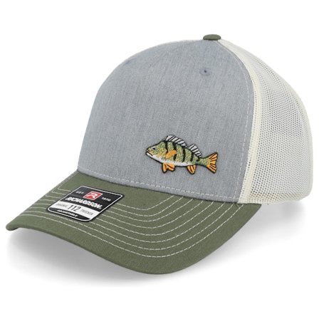 Skillfish - Grå trucker Caps - Tiny Perch 112 Heather Grey/Birch/Olive Trucker @ Hatstore