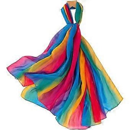 Långa regnbågsscarfar för damer, chiffonsjalar, mjuka tunna sjalar och omslag för alla årstider