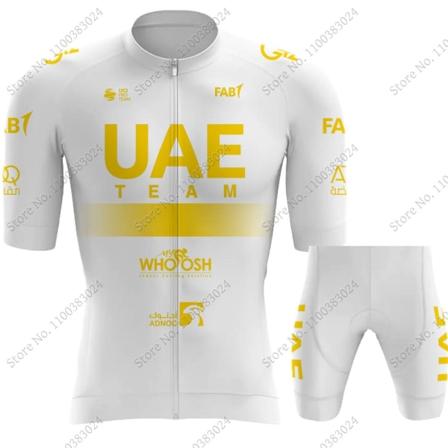 Musta UAE Team 2023 Kultainen Set Lyhythihainen Miesten Vaatteet Maantiepyörä Paidat Puku Pyörä Bib Shortsit MTB Maillot 4 XS