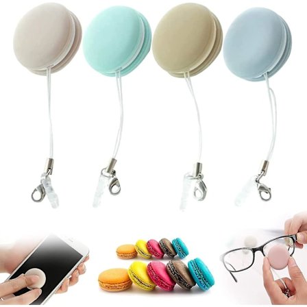 4 stk. Mobil Nøglering, Genanvendelig Macaron Form Mobiltelefon Skærm Glas Renser