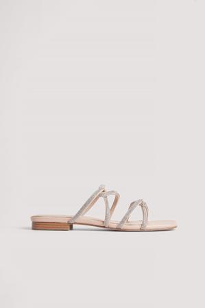 NA-KD Shoes Sandales plates à lanières - Slip on et tongs - Beige - EU 37