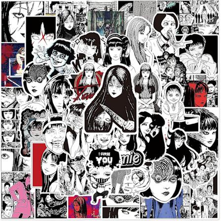 50 stk Junji Ito Samlingsstickers - Tomie Uzumaki Gyo Itou Junji Kyoufu Manga Film Stickers Til Laptop, Vandflasker, Skateboard Gyser Anime