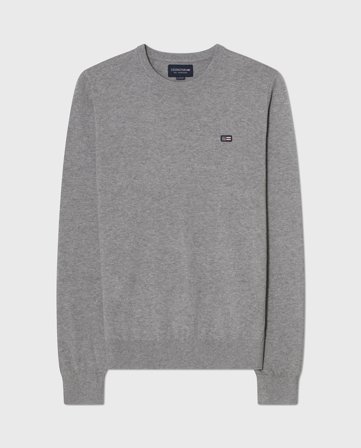 Lexington Brayden Bomuld Crew Sweater Lysegrå Melange