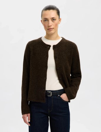 Selected Slflulu New Ls Knit Cardigan Noos - Brown - XXL