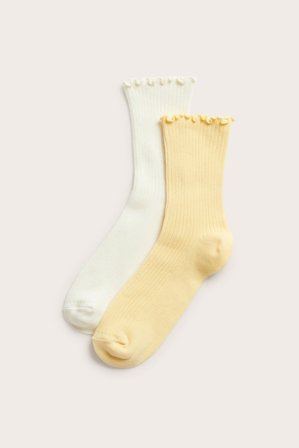 Kappahl | Prążkowane skarpetki 2-pak Jasnożółty 34/36 | Jasnożółty