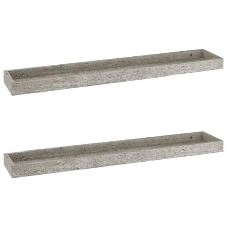 Vidaxl Vägghyllor Med Kant 2 St Betonggrå 80x15x4 Cm Mdf Grå